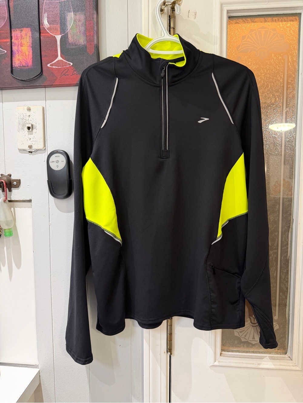 Brooks Black & Neon Yellow Half-Zip Performance Pullover